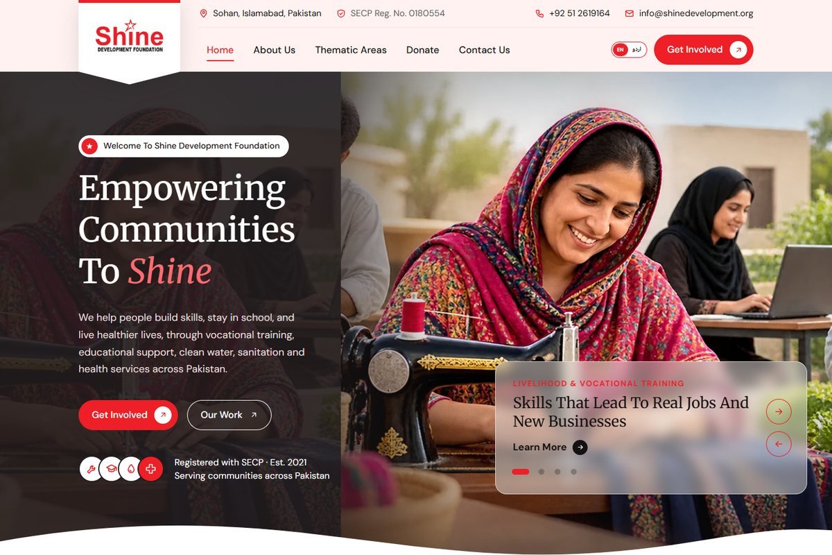 Shine Development Foundation website